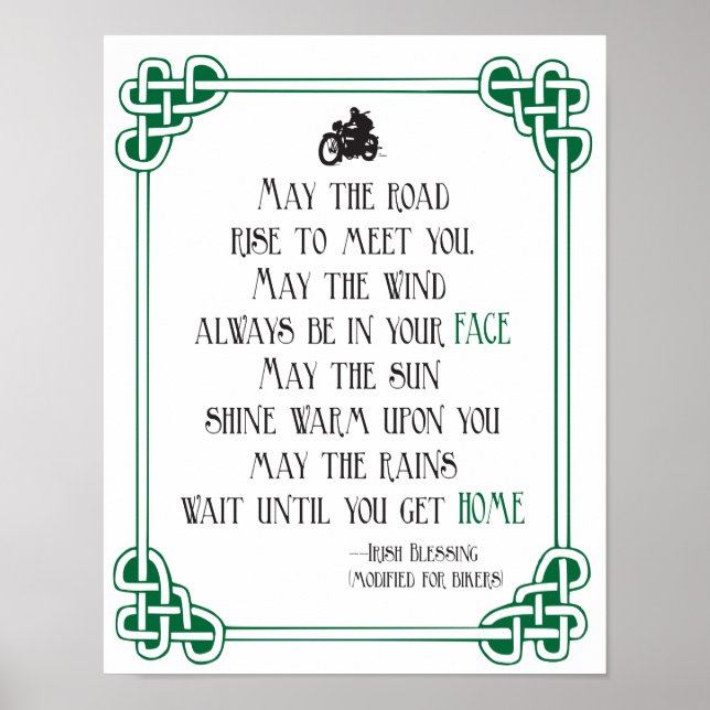 Affiche Irish Blessing pour moto amusant moto (Devant)