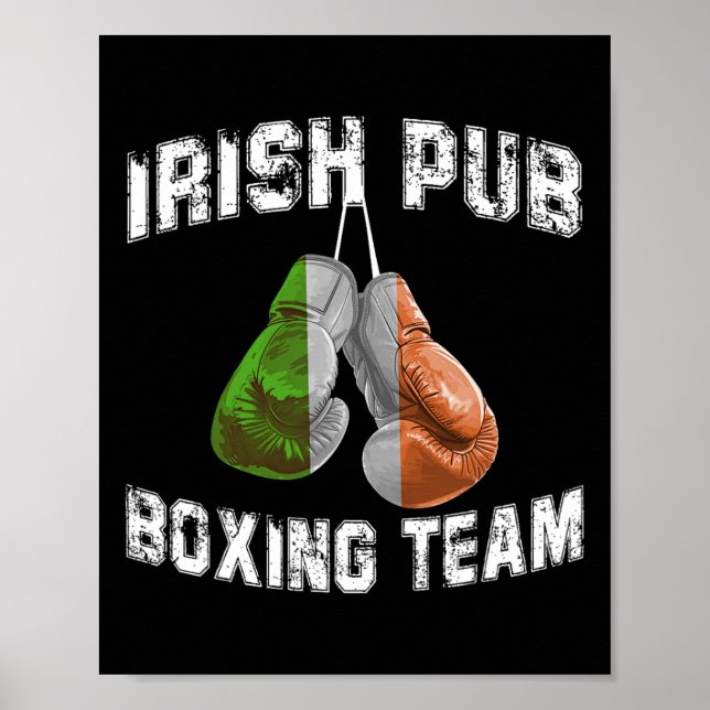 Affiche Irish Boxing Funny Irlande Drapeau - Irish Pub (Devant)