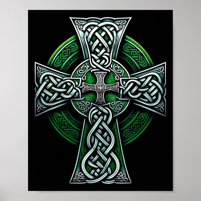 Affiche Irish Celtic Cross Knot Christian Holy Trinity Sco (Devant)