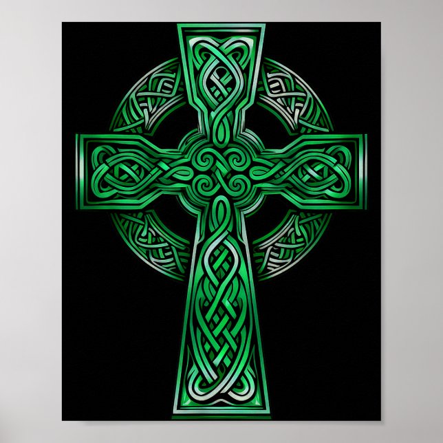 Affiche Irish Celtic Cross Knot Christian Holy Trinity Sco (Devant)