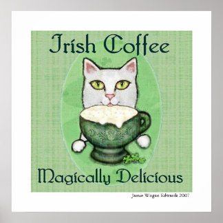 Affiche Irish Coffee Cat St. Patrick's Day Art Print