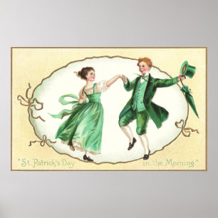 Affiche Irish Couple Dancing Vintage St Patrick's Day