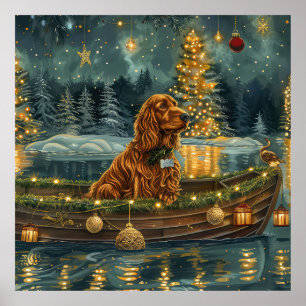 Affiche Irish Red Setter Christmas Festive Voyage