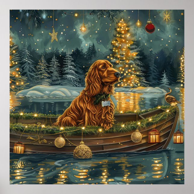 Affiche Irish Red Setter Christmas Festive Voyage (Devant)