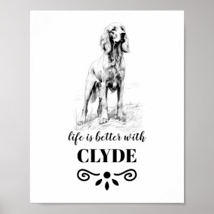 Affiche Irish Setter Life est meilleur avec Custom Dog Nam