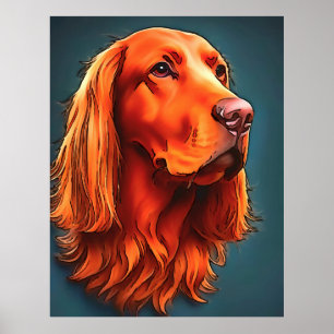 Affiche Irish Setter Portrait pour animaux de compagnie Bl