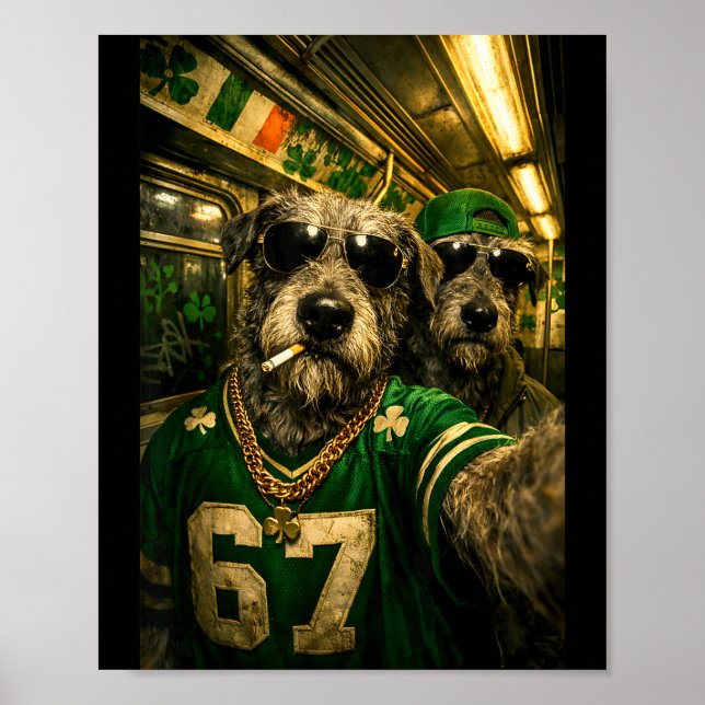 Affiche Irish wolfhound selfie jour de la Saint-Patrick dr (Devant)