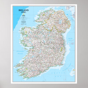 Affiche " Irland : 2011/heute - Detaillierte Landkarte ...