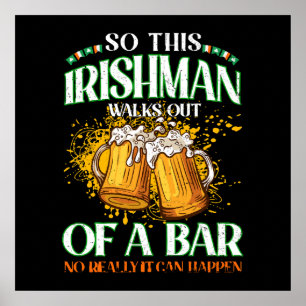 Affiche Irlandais buvant de la bière St. Patrick's Day