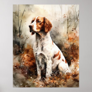 Affiche Irlandais Rouge et blanc Setter Chien Art Imprimer