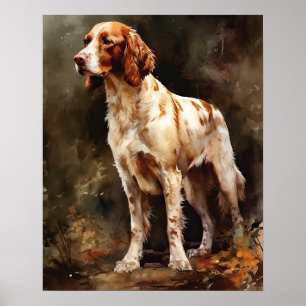 Affiche Irlandais Rouge et blanc Setter Chien Art Imprimer