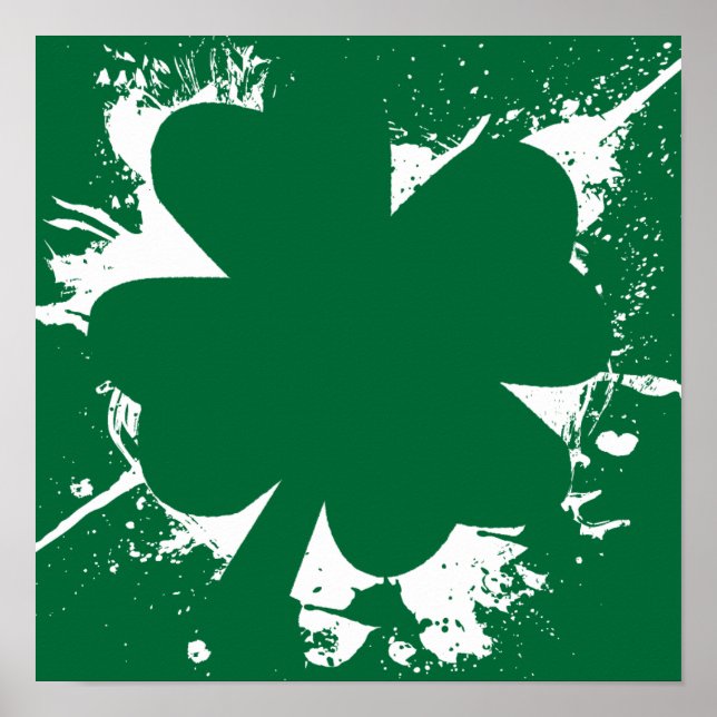 Affiche Irlandais Shamrock Splatter (Devant)