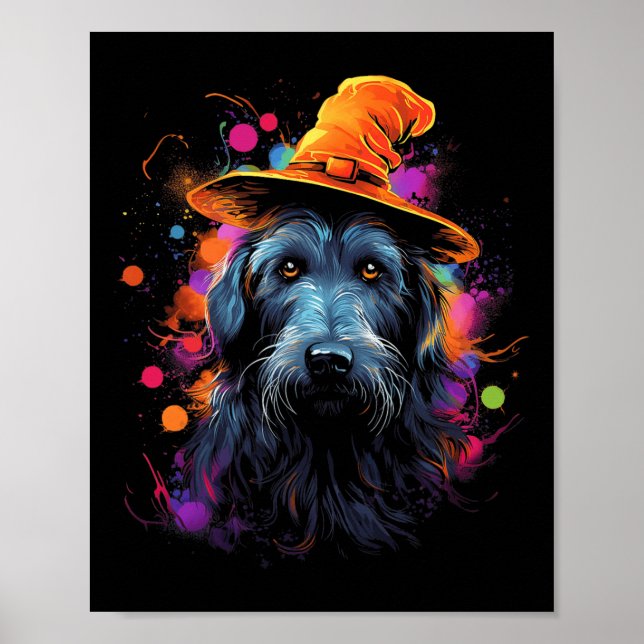 Affiche Irlandais Wolfhound Halloween Chien animal de comp (Devant)