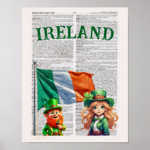 Affiche IRLANDE — Art de la page du dictionnaire
