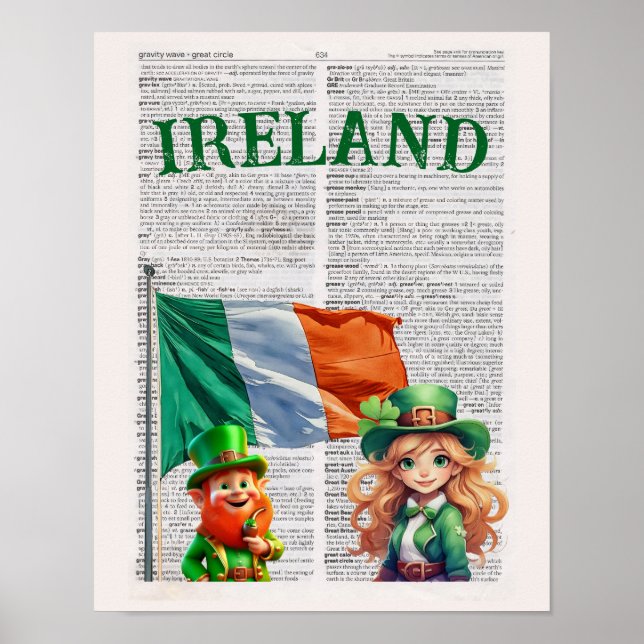 Affiche IRLANDE — Art de la page du dictionnaire (Devant)