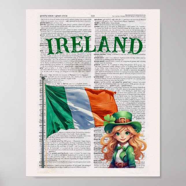 Affiche IRLANDE — Art de la page du dictionnaire (Devant)
