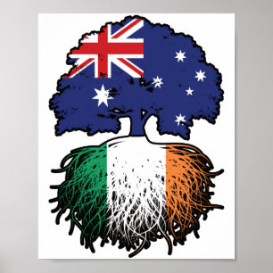 Affiche Irlande Australie Australie drapeau des racines d'