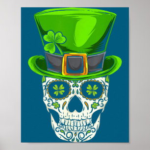 Affiche Irlande Cadeau Trèfle Mexicain Crâne Irlandais St