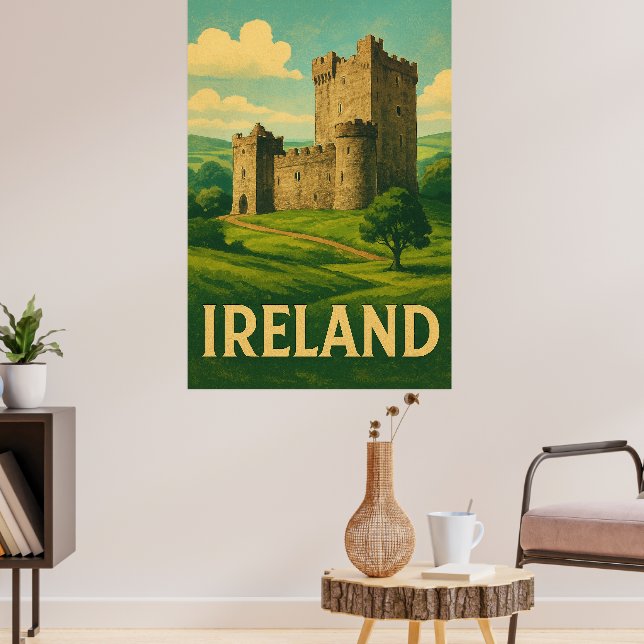 Affiche Irlande Château Voyage – Style Vintage Irlandais (Salon 3)