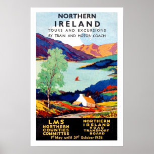 Affiche Irlande du Nord, visites de paysages, voyage vinta