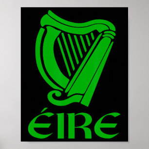 Affiche Irlande Eire Eireann Irish Pride Gaelic Harp St Pa