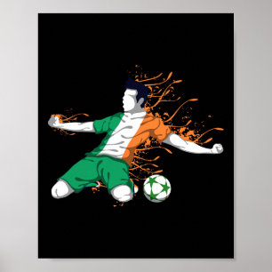 Affiche Irlande Équipe Nationale de Football - Drapeau Irl