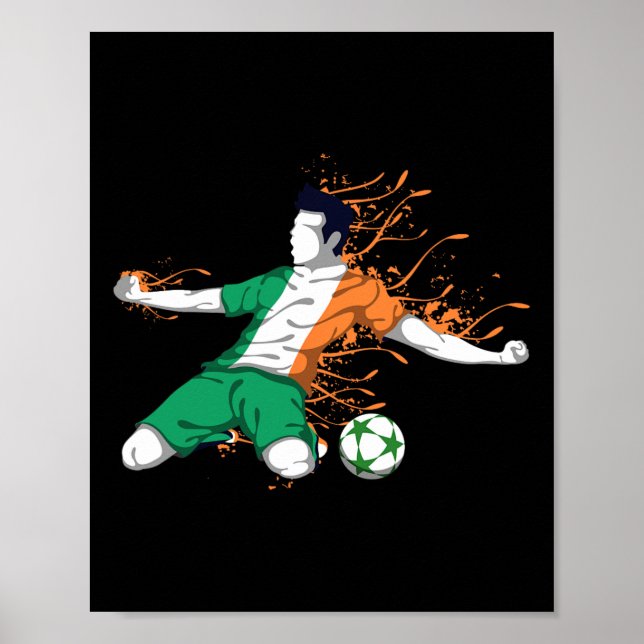Affiche Irlande Équipe Nationale de Football - Drapeau Irl (Devant)