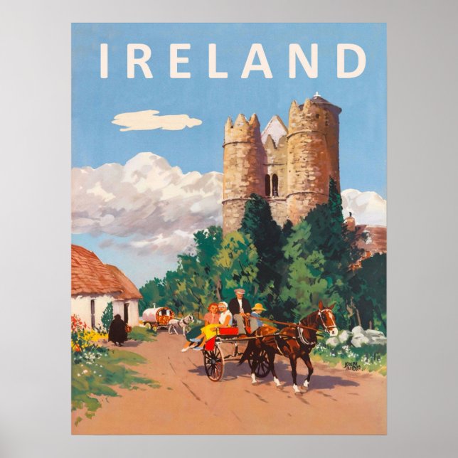 Affiche Irlande, la caravane passe sur la route du village (Devant)