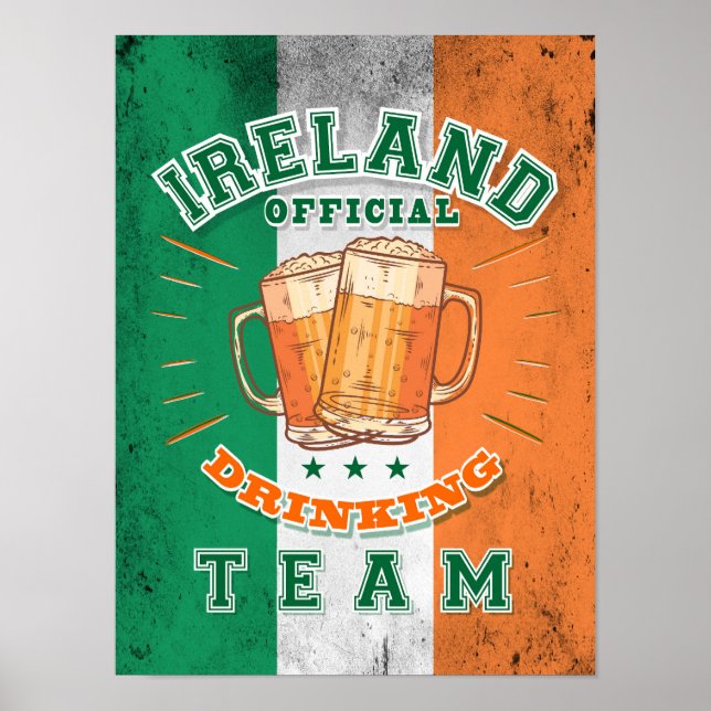 Affiche Irlande Official Drinking Team. Bière amusante (Devant)