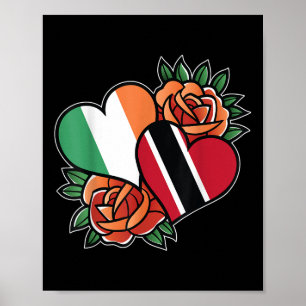Affiche Irlande Trinité-Et-Tobago Drapeau Coeur moitié irl