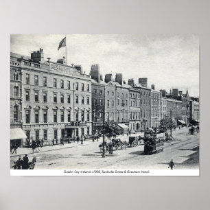 Affiche Irlande vintage, rue Sackville 1905 Dublin