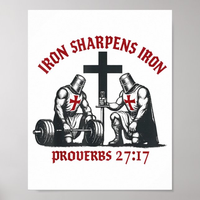 Affiche Iron Sharpens Iron Bible Scripture Christian Gym W (Devant)