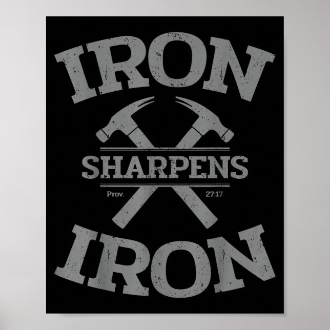 Affiche Iron Sharpens Iron Proverbs 27_17 Gym Workout Men  (Devant)
