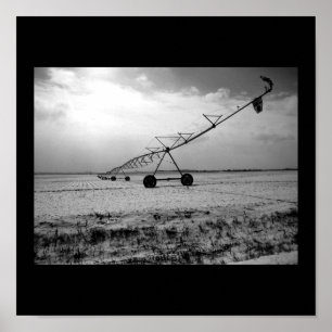 Affiche Irrigation rurale B&W de ferme d'hiver