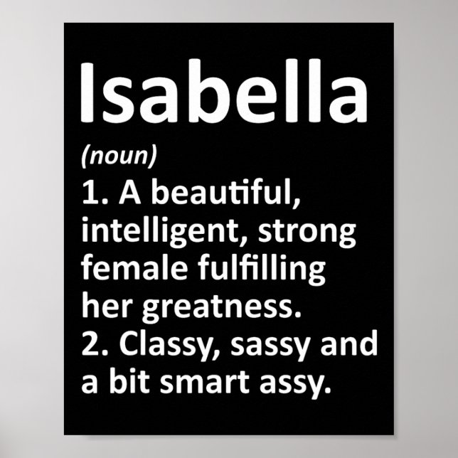 Affiche Isabella Definition Personalized Name Funny Christ (Devant)