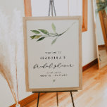 Affiche ISABELLA Elégante Fête des mariées verte Bienvenue<br><div class="desc">Ce panneau d'accueil de douche nuptiale présente une élégante feuille de verdure aquarelle et un design minimaliste moderne. Ce poster de bienvenue est l'ajout parfait à votre jardin extérieur ou à votre événement de douche nuptiale classique.</div>