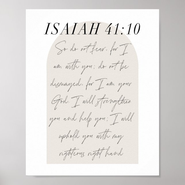Affiche Isaiah 41:10 Minimal Boho Beige Arch Script (Devant)