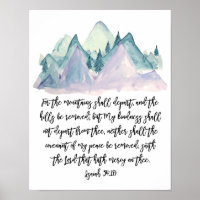 Isaïe 54:10, Écriture aquarelle, Art de montagne