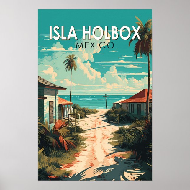 Affiche Isla Holbox Mexique Voyage Art Rétro (Devant)