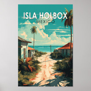 Affiche Isla Holbox Mexique Voyage Art Rétro