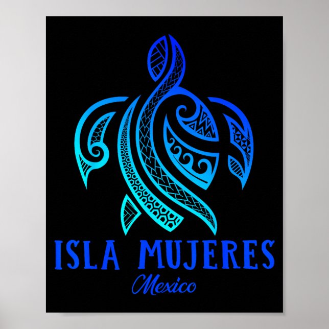 Affiche Isla Mujeres Mexico Sea Turtle Tie Dye Hibiscus Va (Devant)