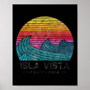 Affiche Isla Vista Surfing Waves Beach Retro California Su