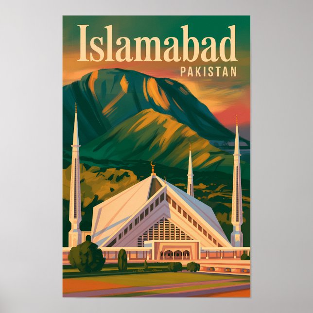 Affiche Islamabad Pakistan Mosquée Faisal Illustration (Devant)