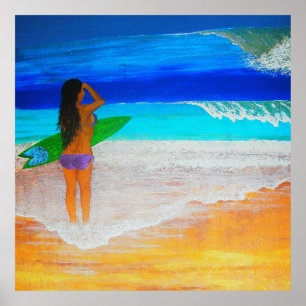 Affiche Island girl surfe