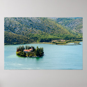 Affiche Island of Visovac monastery in Krka NP - Croatia