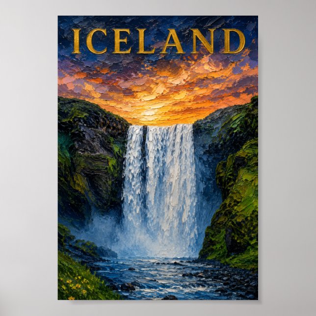 Affiche Islande : Cascade artistique à l'éclat mystique -  (Devant)