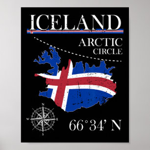 Affiche Islande - Cercle Arctique - Île Polaire Nord Isl
