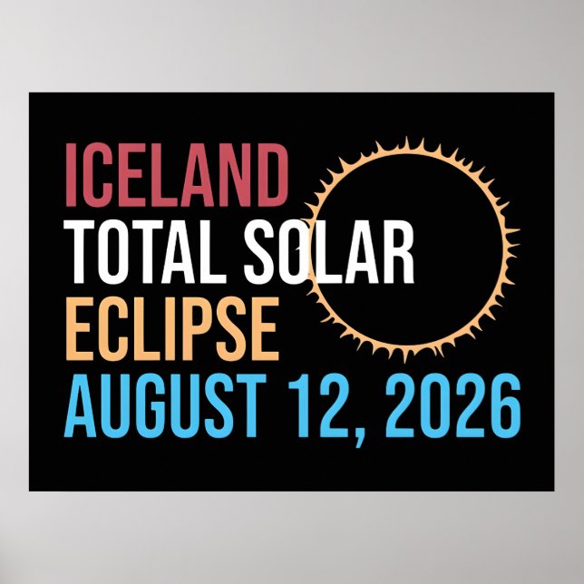 Affiche Islande éclipse solaire totale 12 août 2026 Mug (Devant)