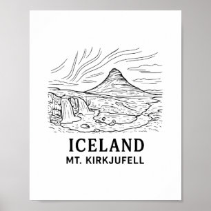 Affiche Islande Mt Kirkjufell Randonnée Aurore Boréale Sou