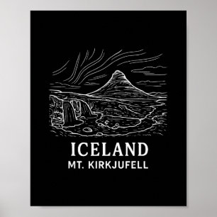 Affiche Islande Mt Kirkjufell Randonnée Aurore Boréale Sou